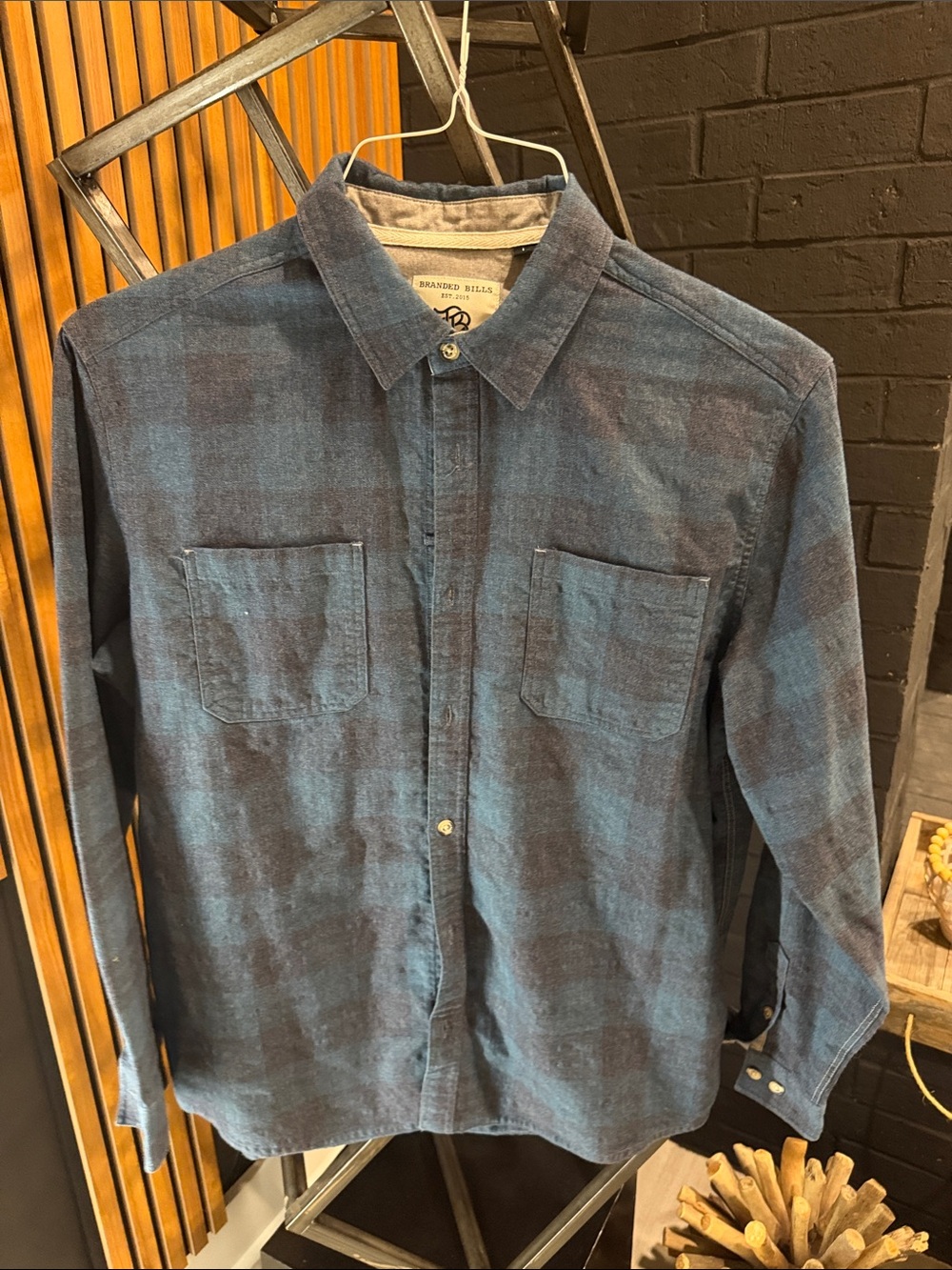Branded Bills Men's Indigo Plaid Button-Down Shirt